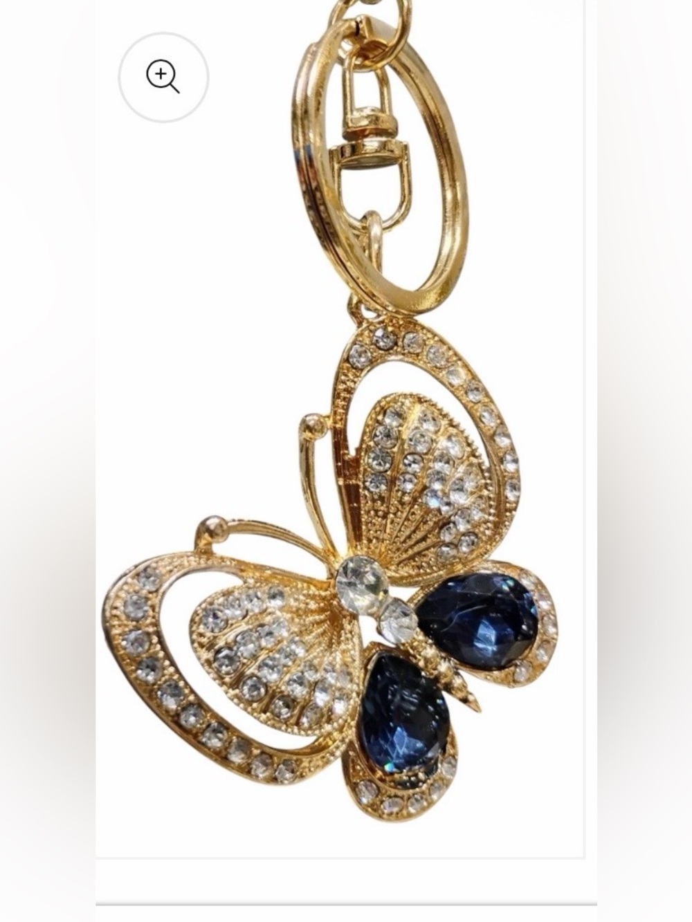 BUTTERFLY KEY RING RHINESTONES KEY RING METAL NWT